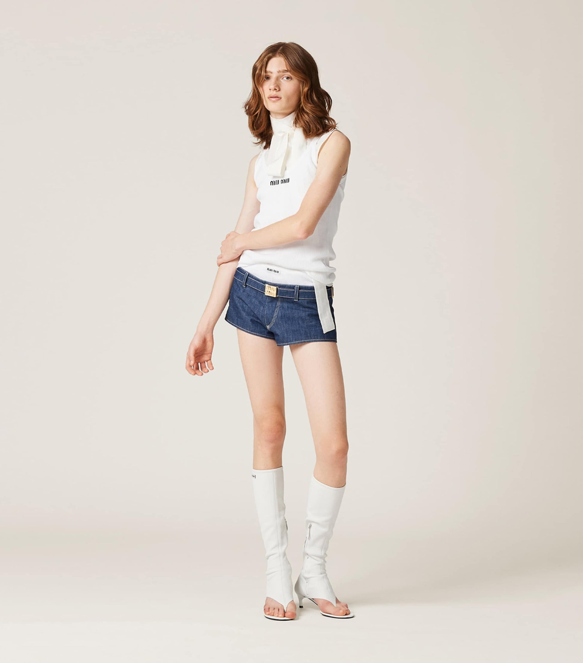 White Cotton Logo Tank Top