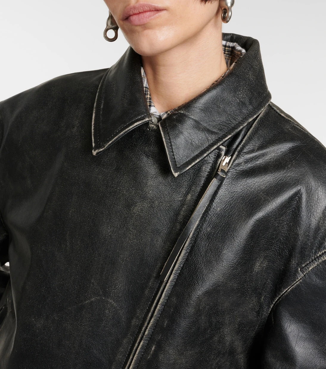 Acne Studios - Distressed leather biker jacket