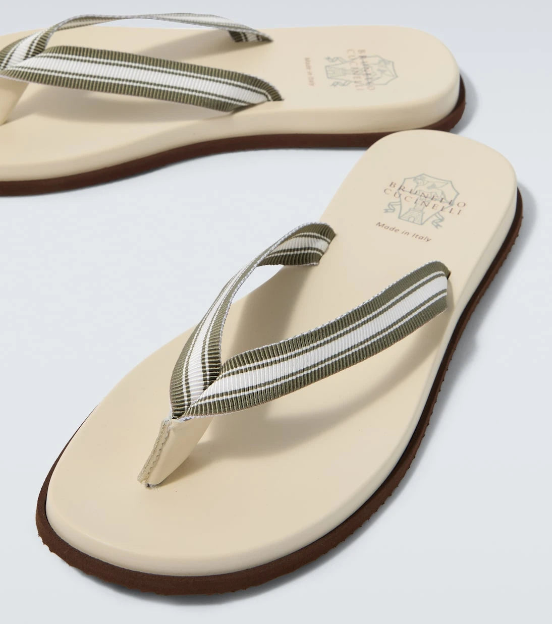 Brunello Cucinelli - Leather-trimmed thong sandals