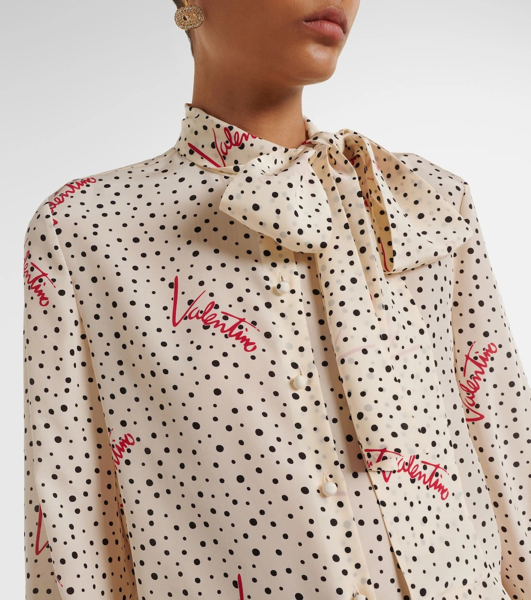 Valentino - Plus De Pois silk crêpe de chine shirt