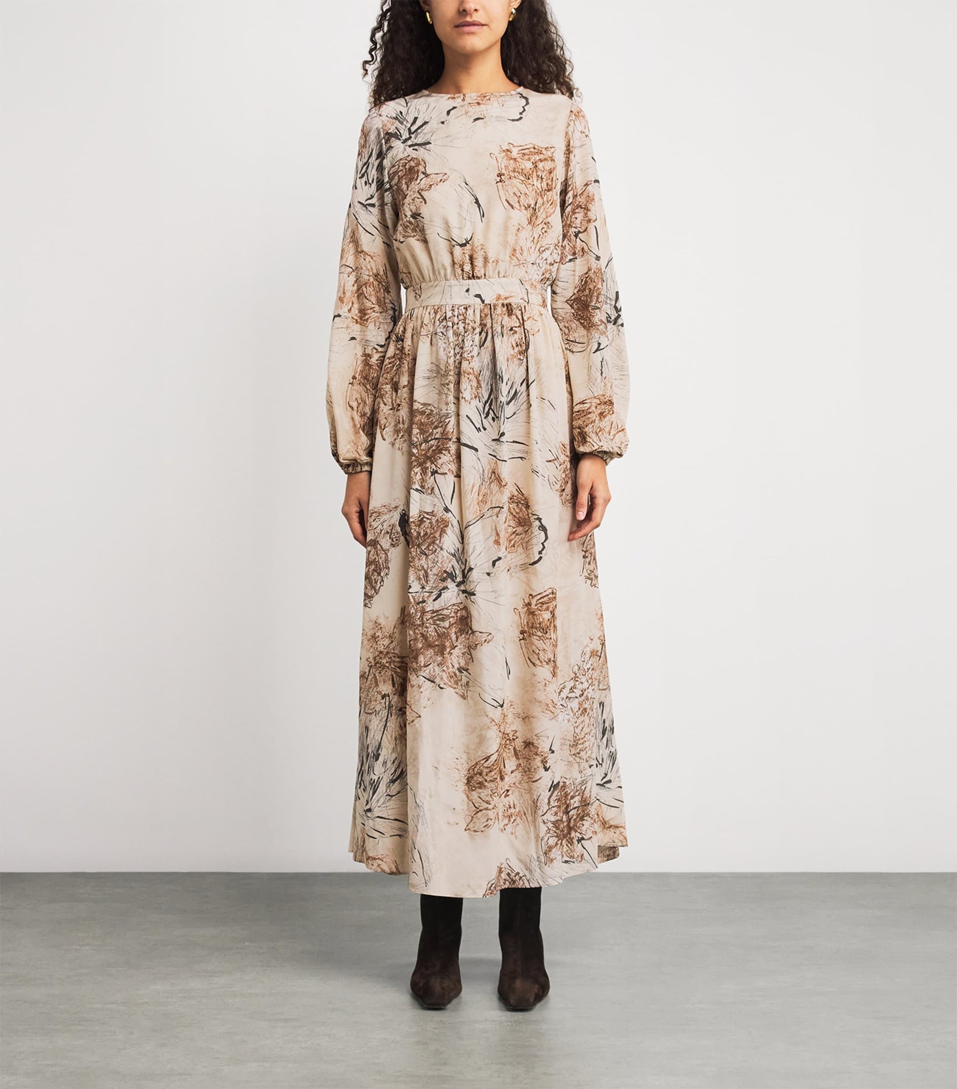 Silk Printed Maxi Dress VISONE