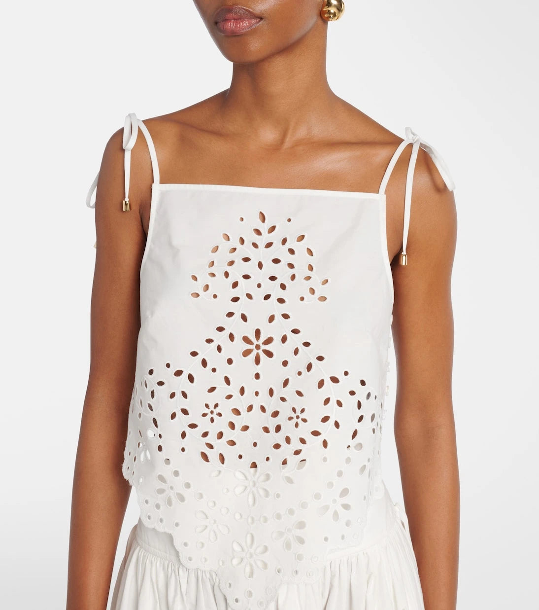 Self-Portrait - Embroidered cotton top