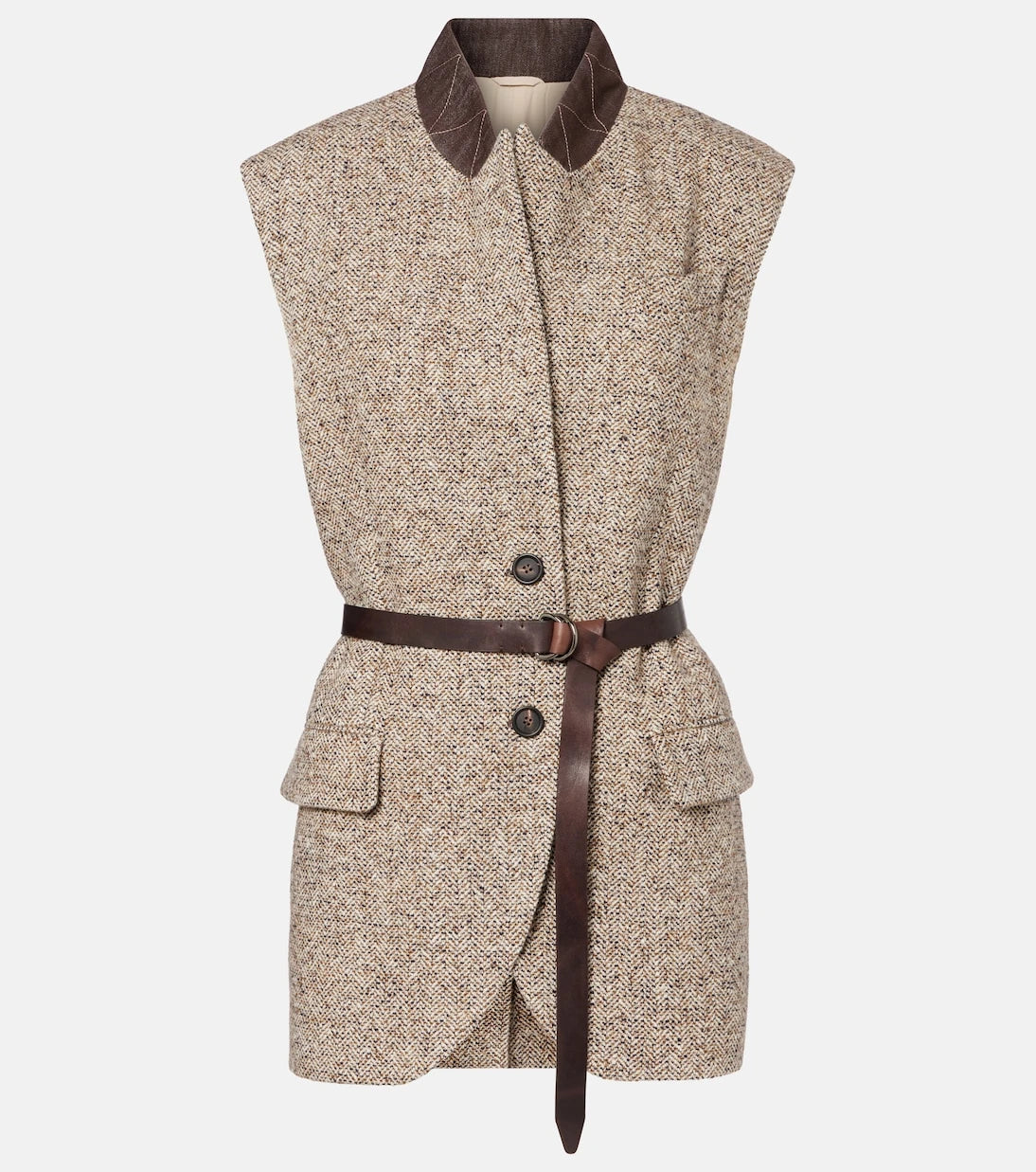 Brunello Cucinelli - Belted wool and silk-blend vest