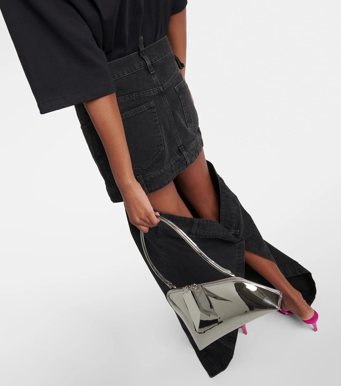 The Attico - Deconstructed denim maxi skirt