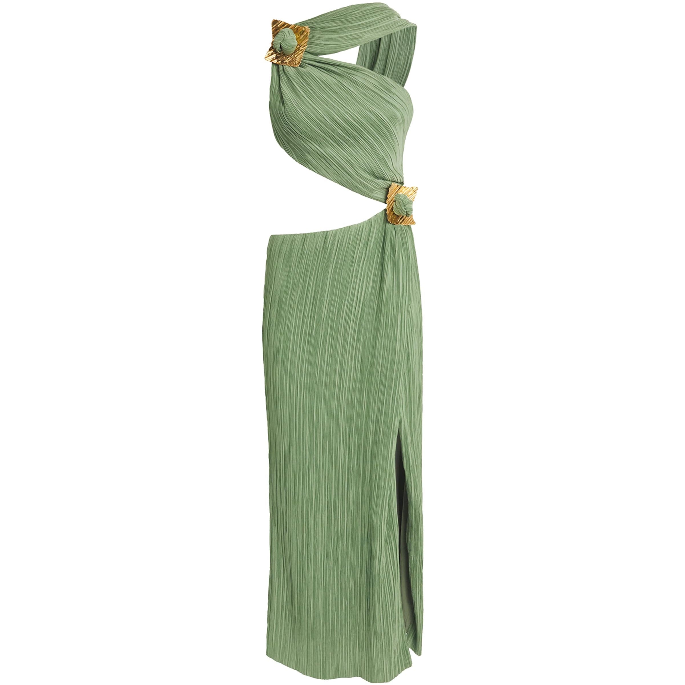 Cult Gaia Green One-Shoulder Loah Midi Dress