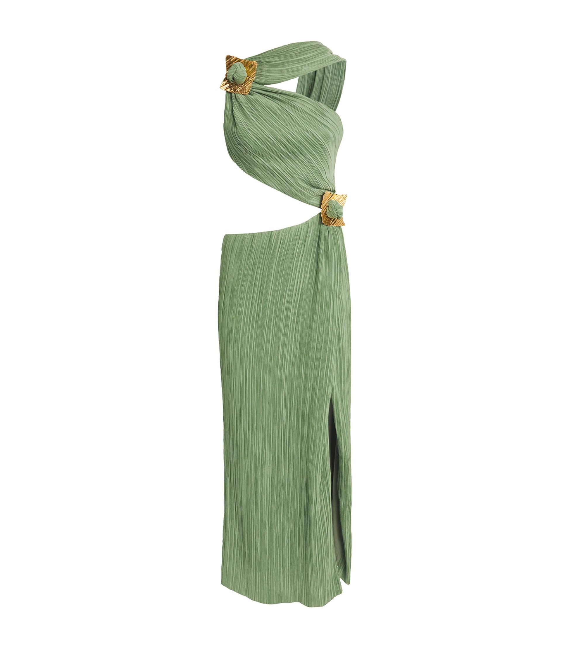Cult Gaia Green One-Shoulder Loah Midi Dress