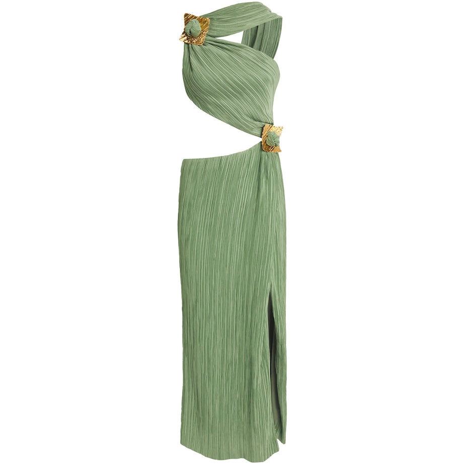 Cult Gaia Green One-Shoulder Loah Midi Dress