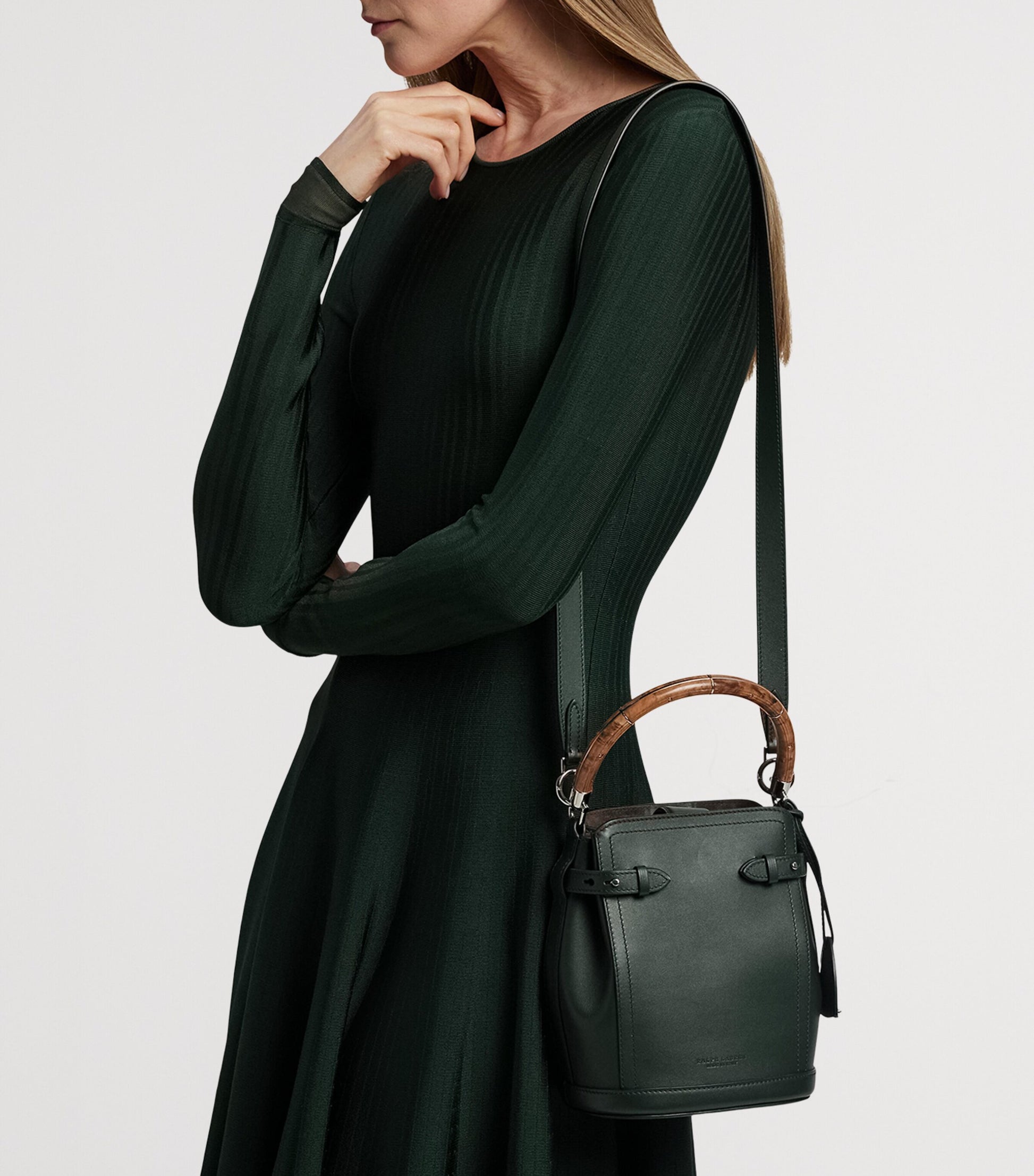 Ralph Lauren Collection Green Small Leather The Ralph Bucket Bag