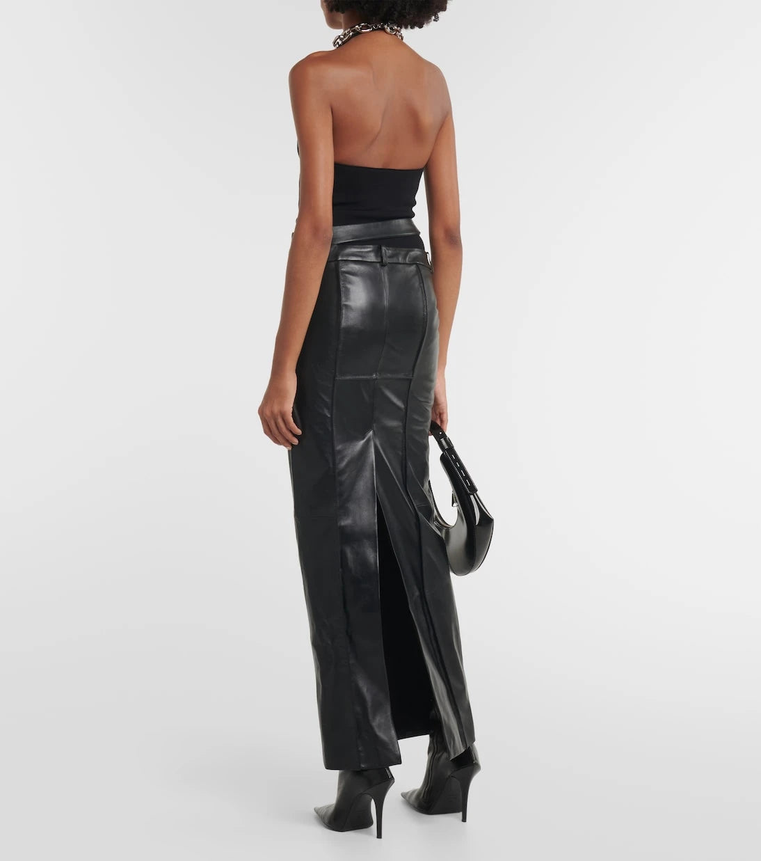 The Mannei - Ararat low-rise leather maxi skirt