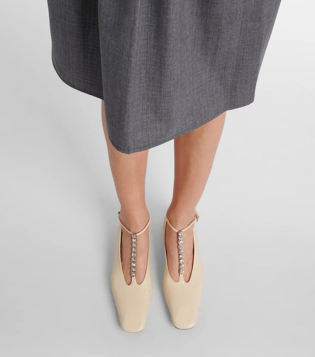 Jil Sander - Crystal-embellished leather ballet flats