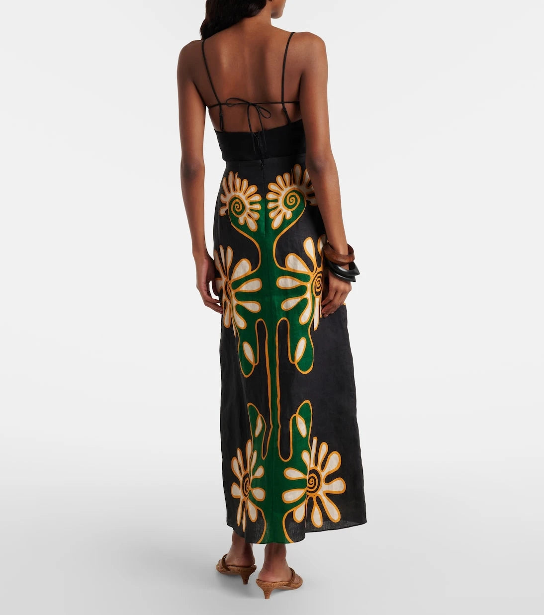 Cala de la Cruz - Celina printed linen midi skirt