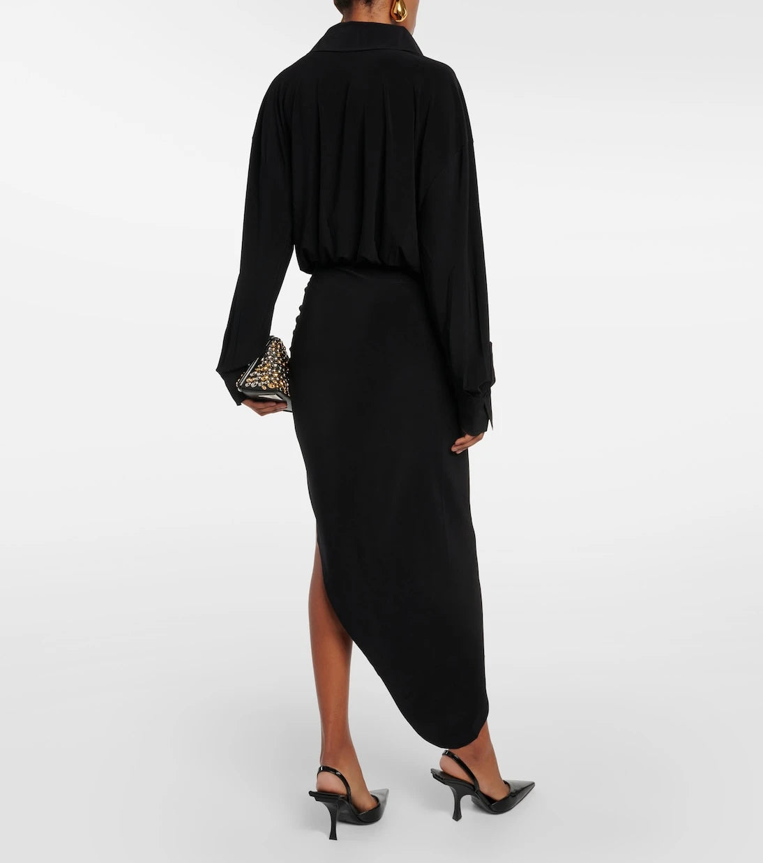 Norma Kamali - Shirred jersey midi dress