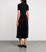 Maje Black Pleated-Skirt Polo Midi Dress