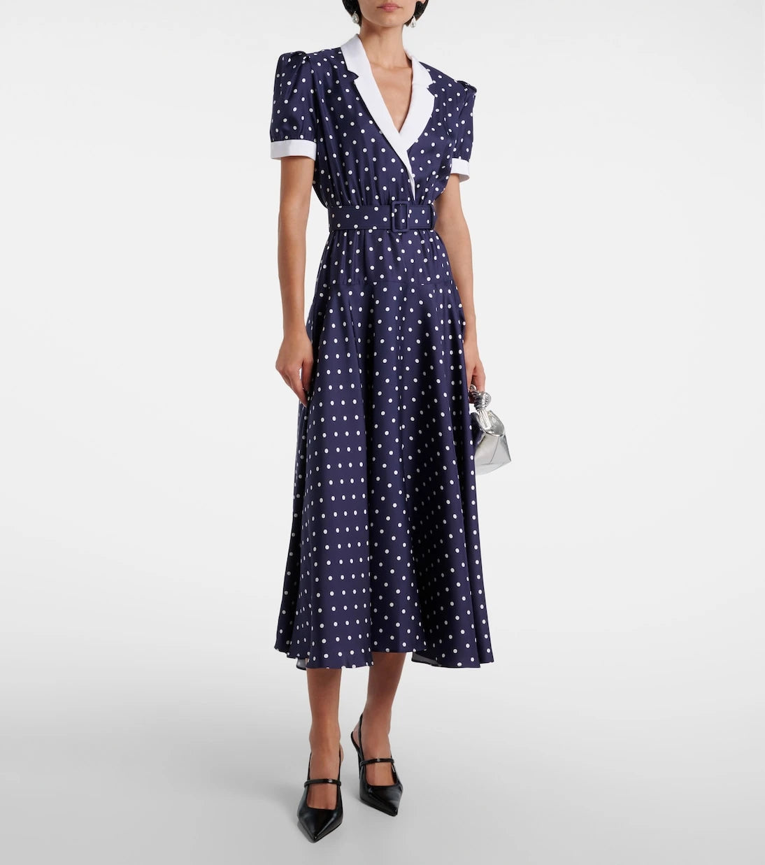 Rodarte - Polka-dot silk twill midi dress