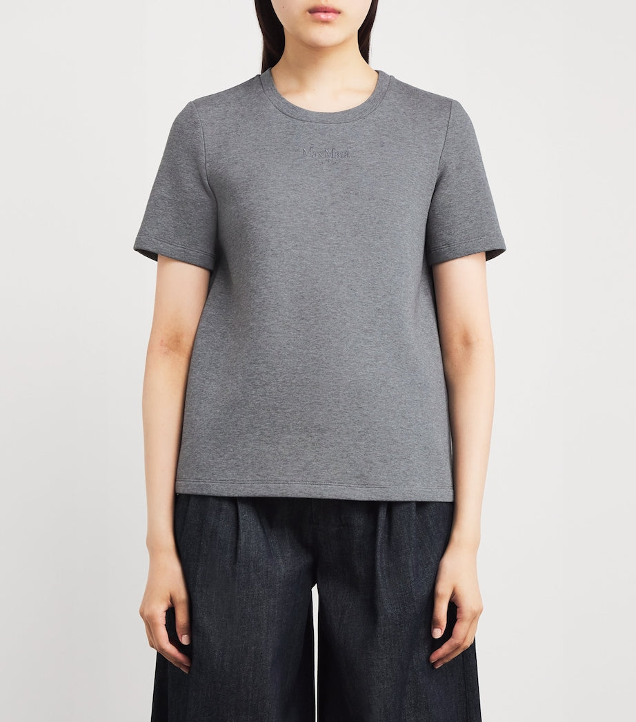 Max Mara Grey Cotton Jersey Logo T-Shirt