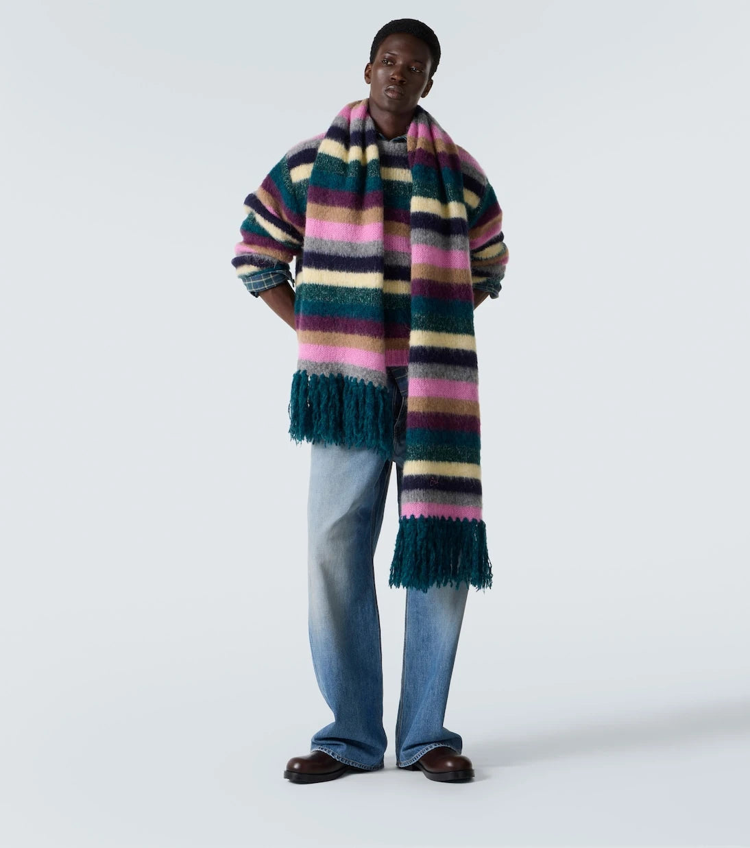 ERL - Striped alpaca wool and mohair-blend scarf