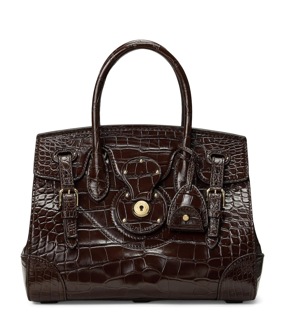 Brown Alligator Leather Ricky 27 Top-Handle Bag
