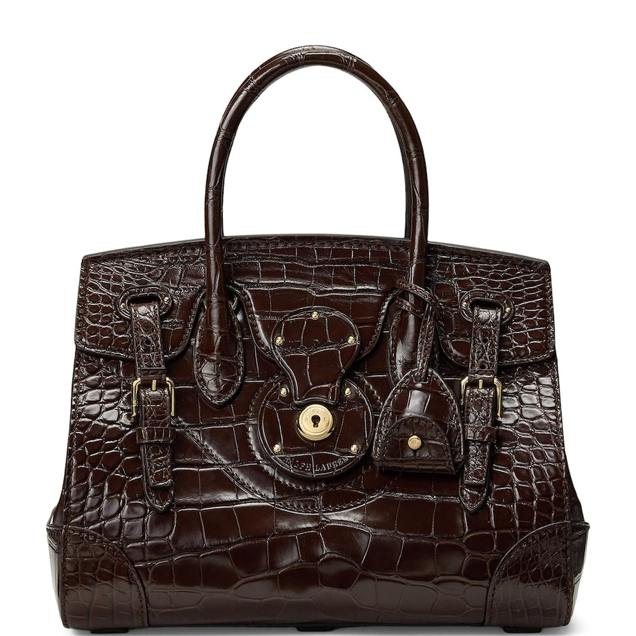 Ralph Lauren Collection Brown Alligator Leather Ricky 27 Top-Handle Bag
