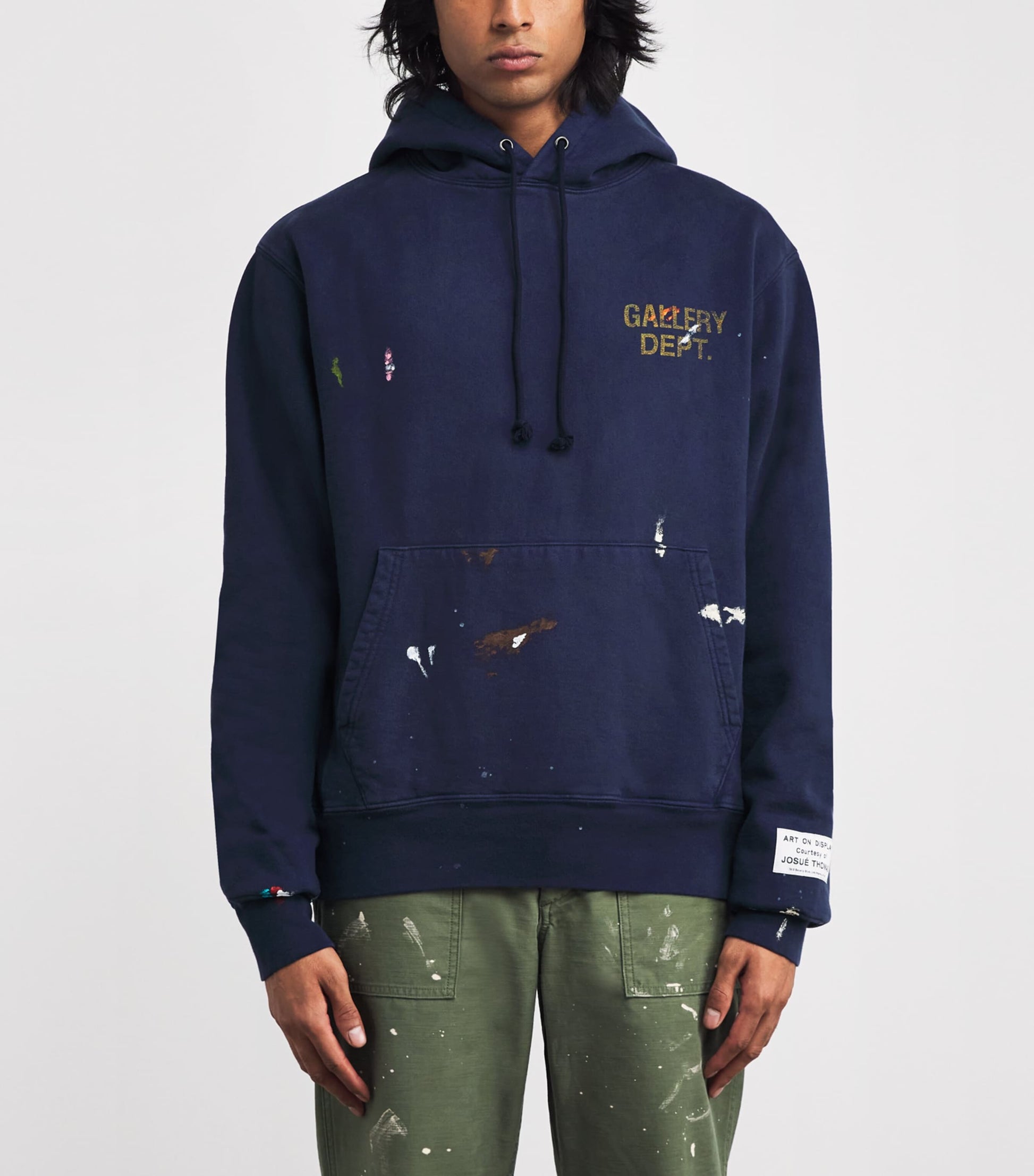 Cotton Logo Paint Hoodie VINTAGE NAVY