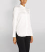 White Silk-Blend Slim-Fit Blouse