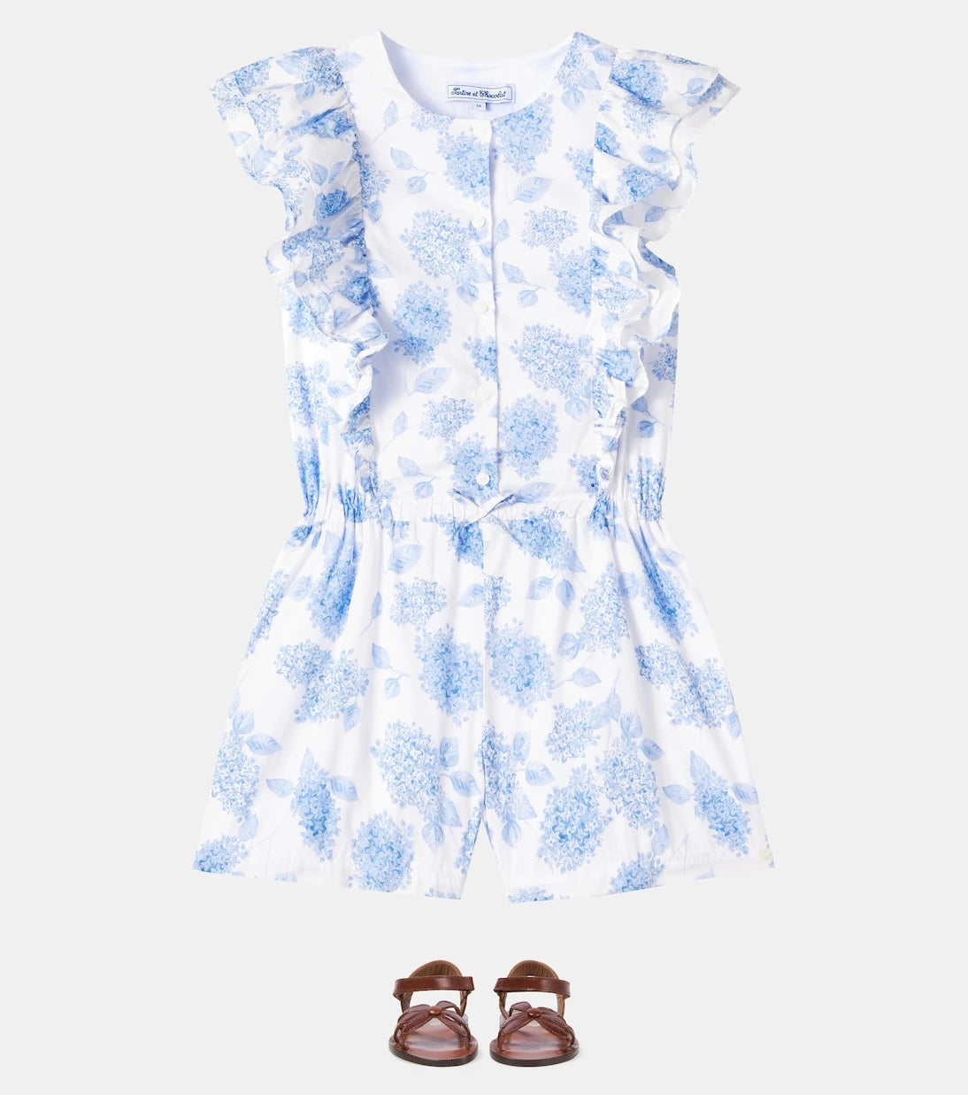 Tartine et Chocolat - Floral ruffled cotton playsuit