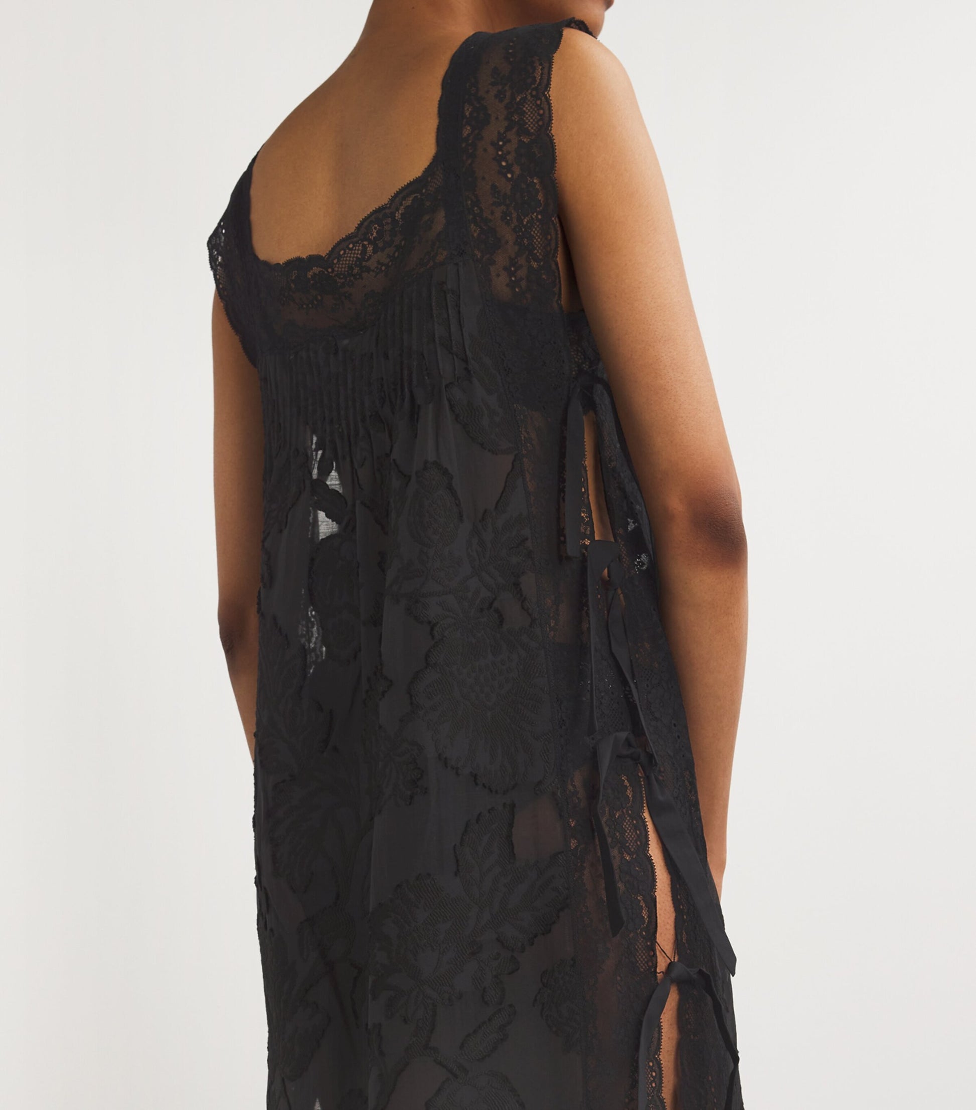 Lace-Trim Fiocchini Nightdress BLACK DEVORE