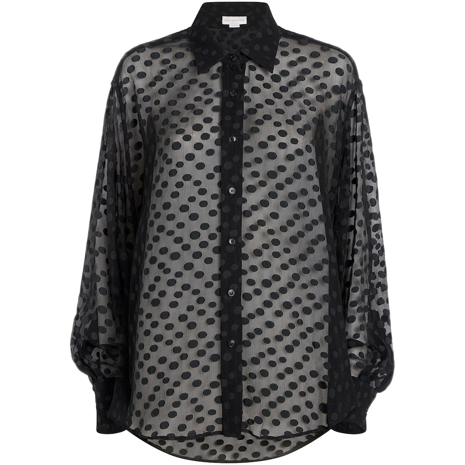 Stella McCartney Black Organic Silk-Blend Polka-Dot Blouse