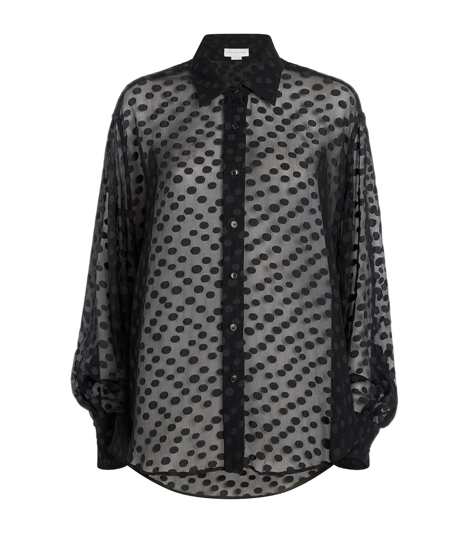 Stella McCartney Black Organic Silk-Blend Polka-Dot Blouse