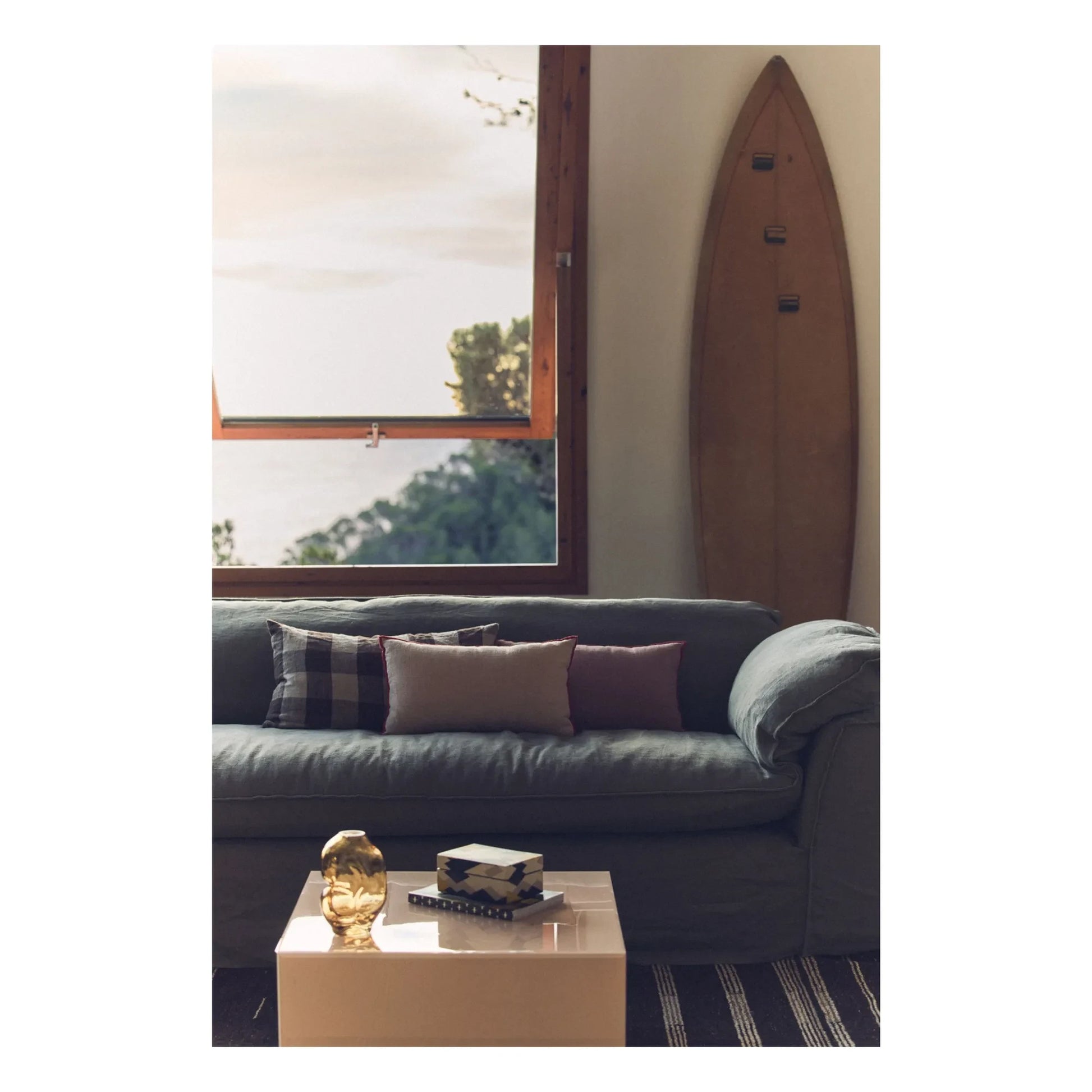 HKliving - 2-seater linen sofa Nomad | Khaki