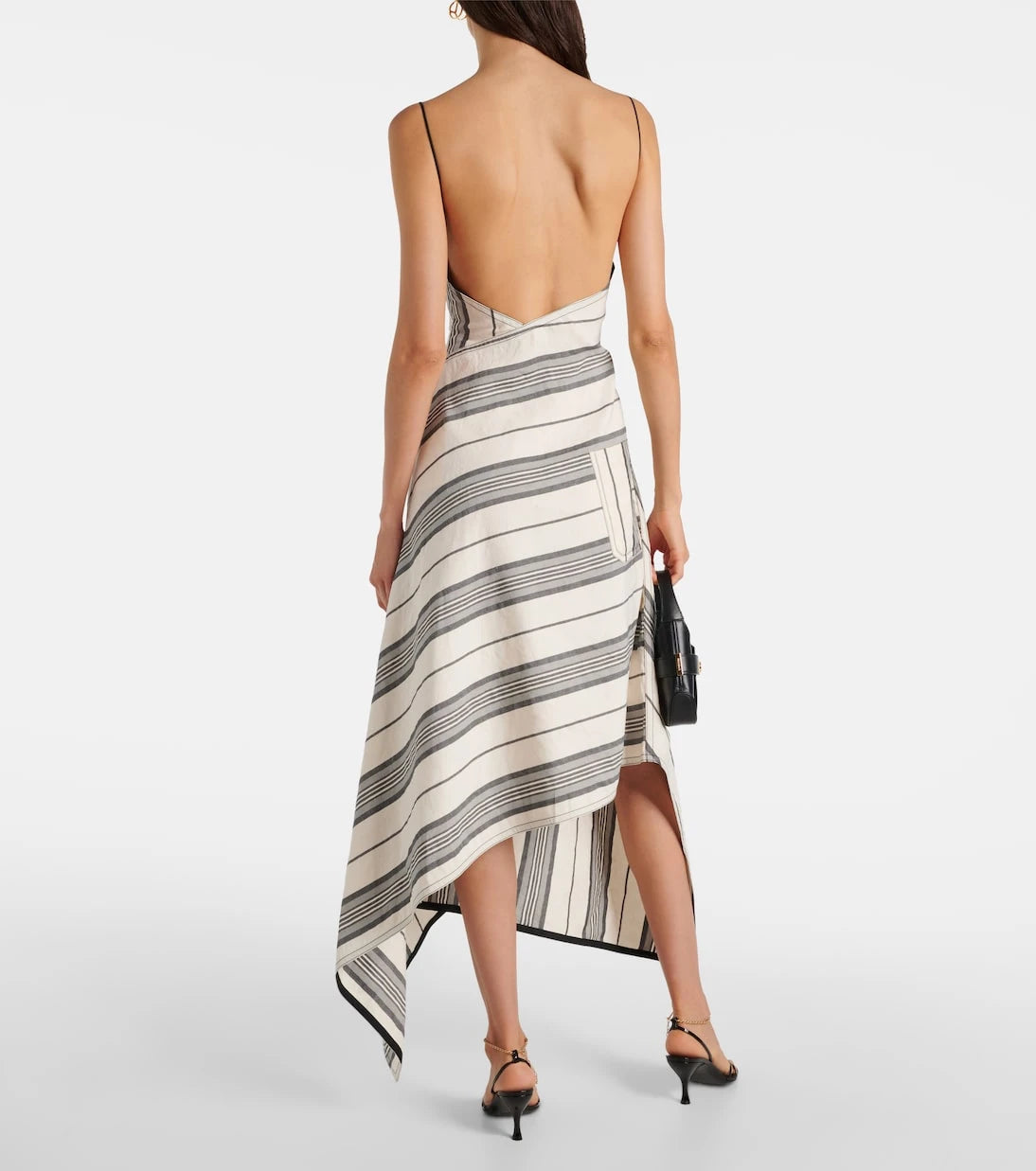 Ferragamo - Striped linen and cotton maxi dress
