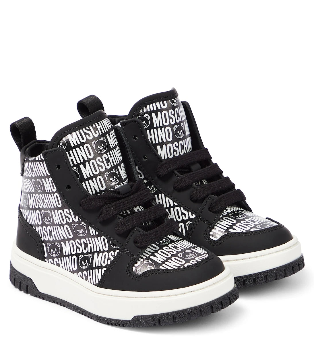 Moschino Kids - Logo high-top leather sneakers