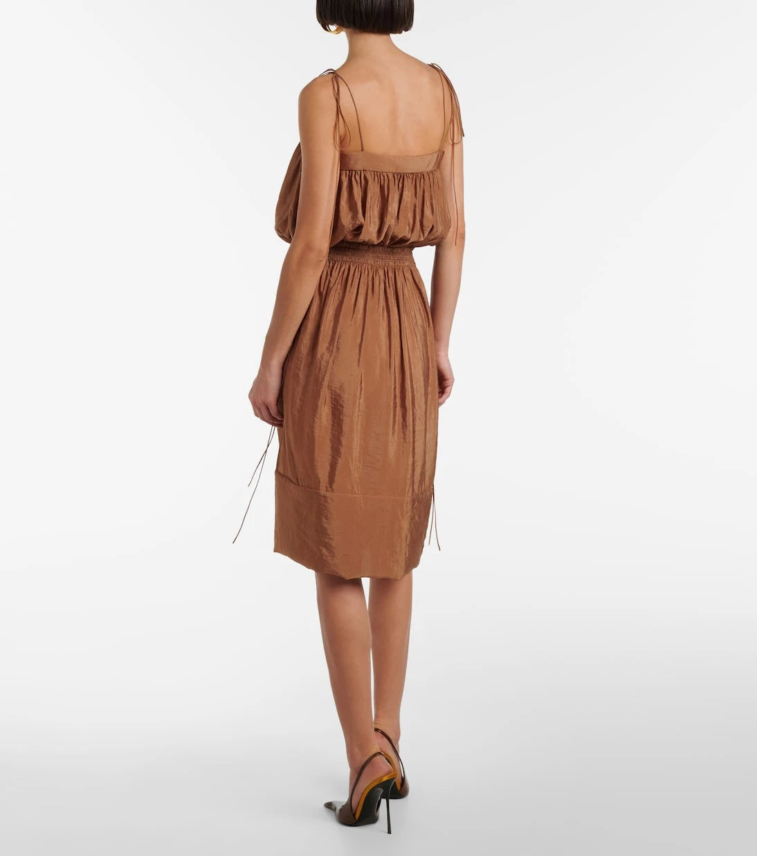 Saint Laurent - Shirred chiffon satin midi dress