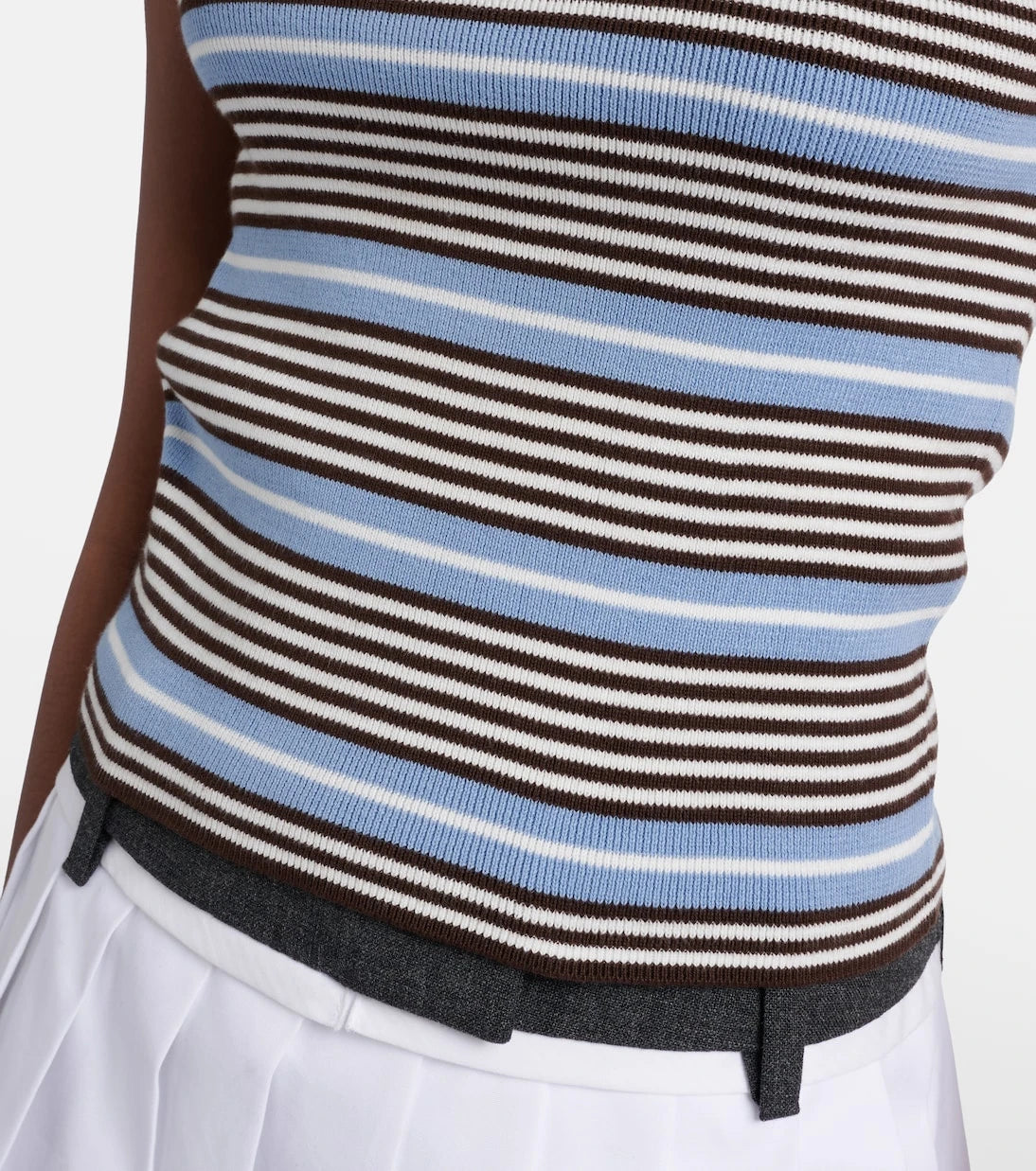 Prada - Striped cotton-blend tank top