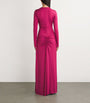 Victoria Beckham Red Long-Sleeve Ruched Maxi Dress