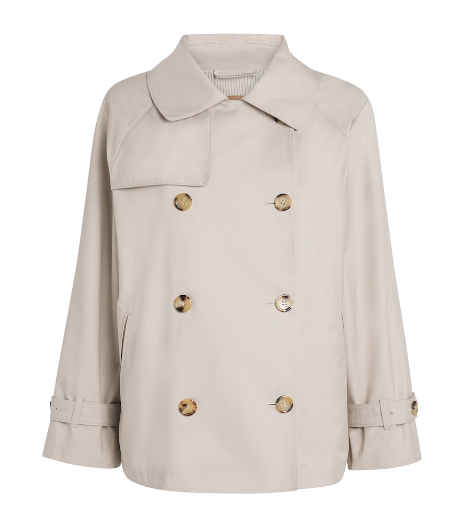 Max Mara White Cotton-Blend Trench Coat