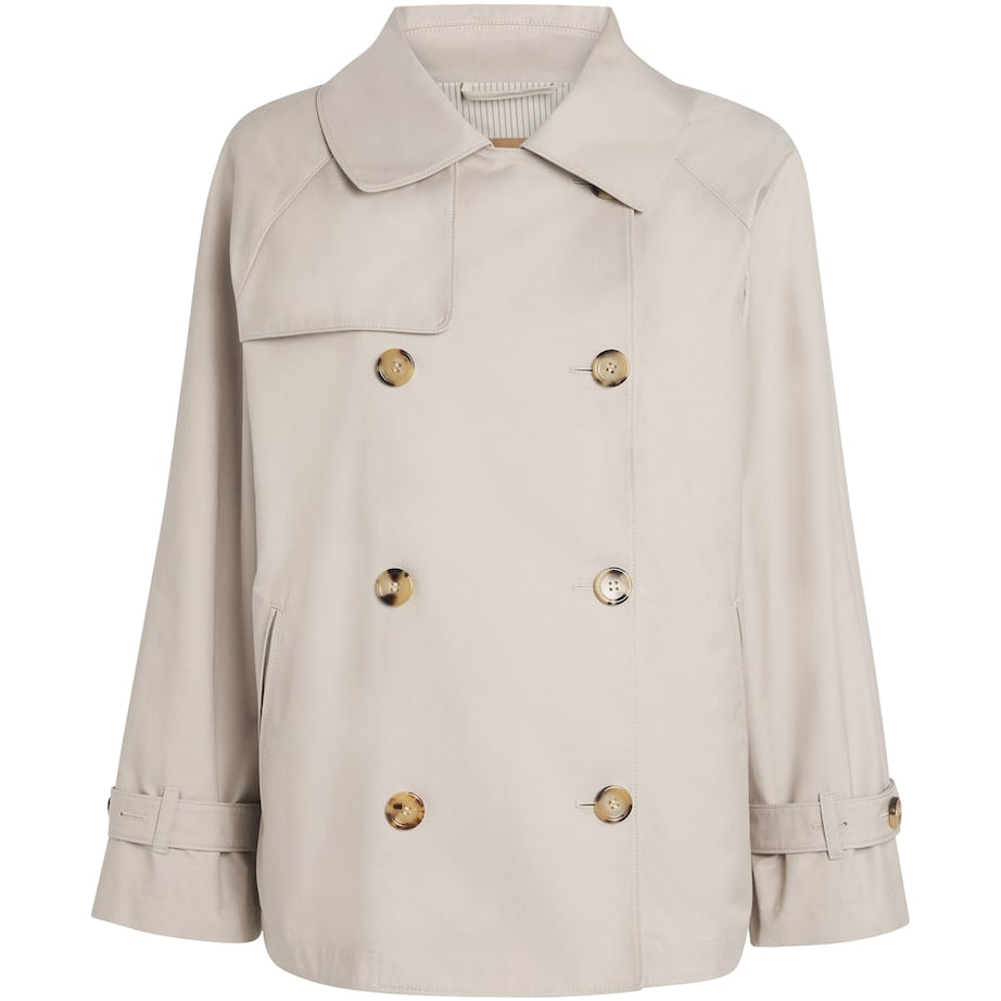 Max Mara White Cotton-Blend Trench Coat