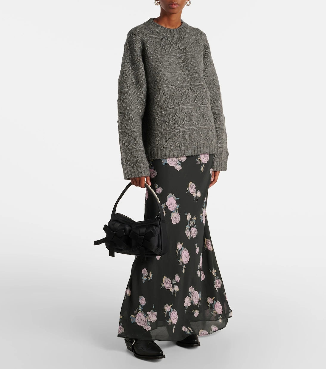 Ganni - Floral crêpe maxi skirt