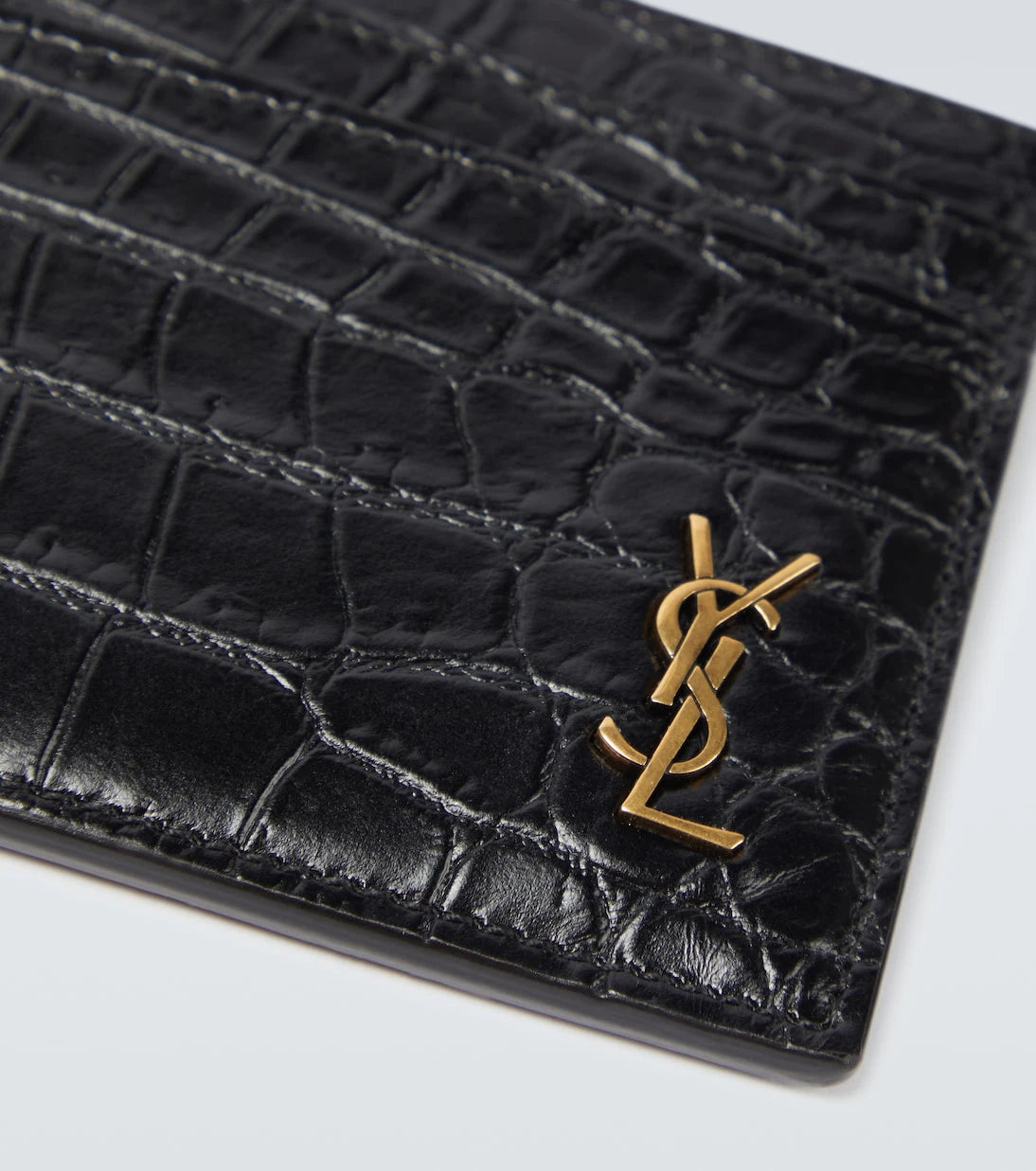 Saint Laurent - Croc-effect leather card holder