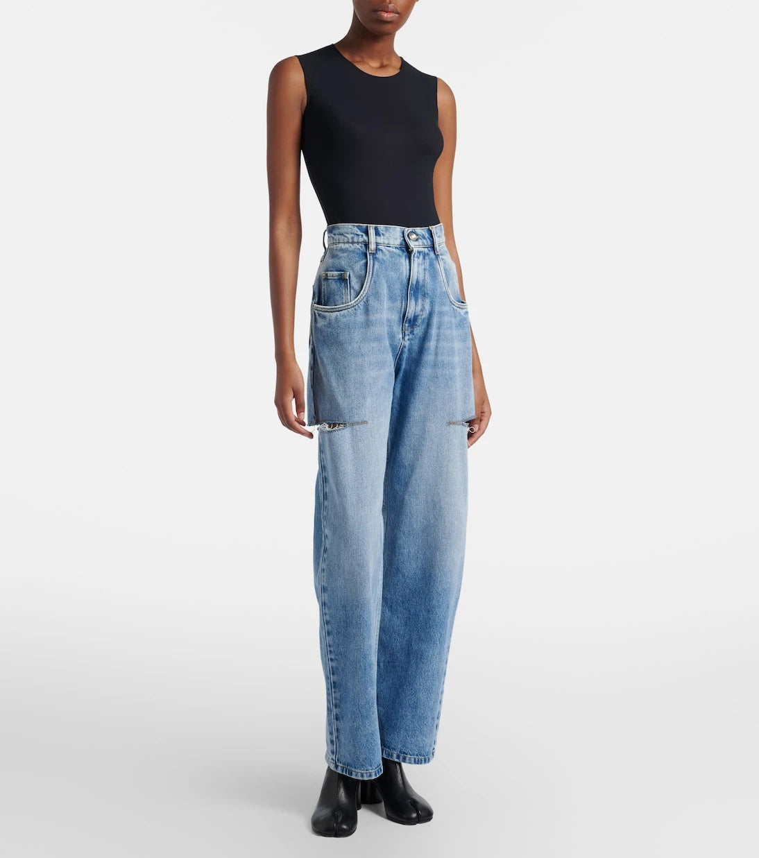 Maison Margiela - Cutout high-rise wide-leg jeans