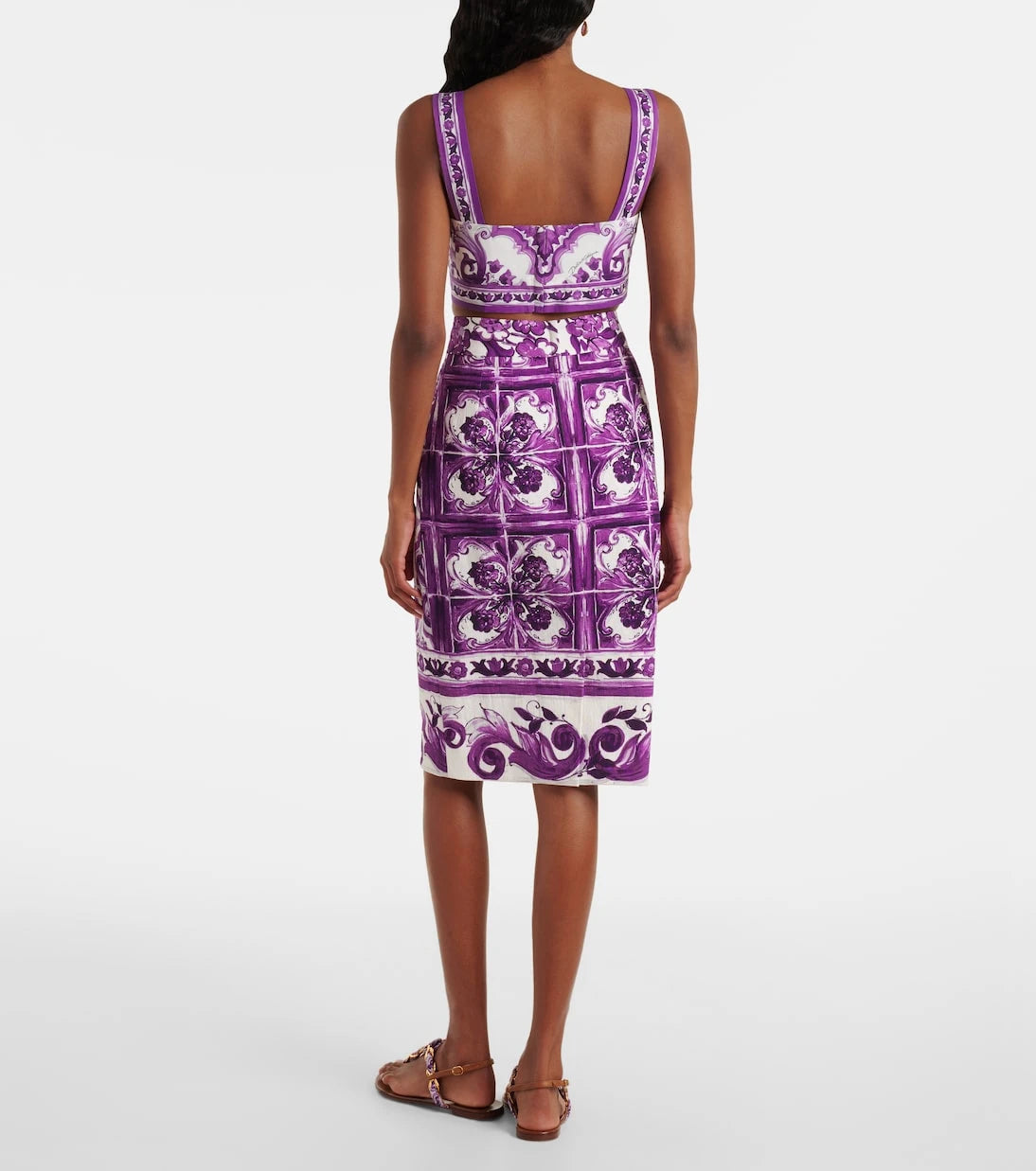 Dolce&Gabbana - Majolica silk-blend pencil skirt