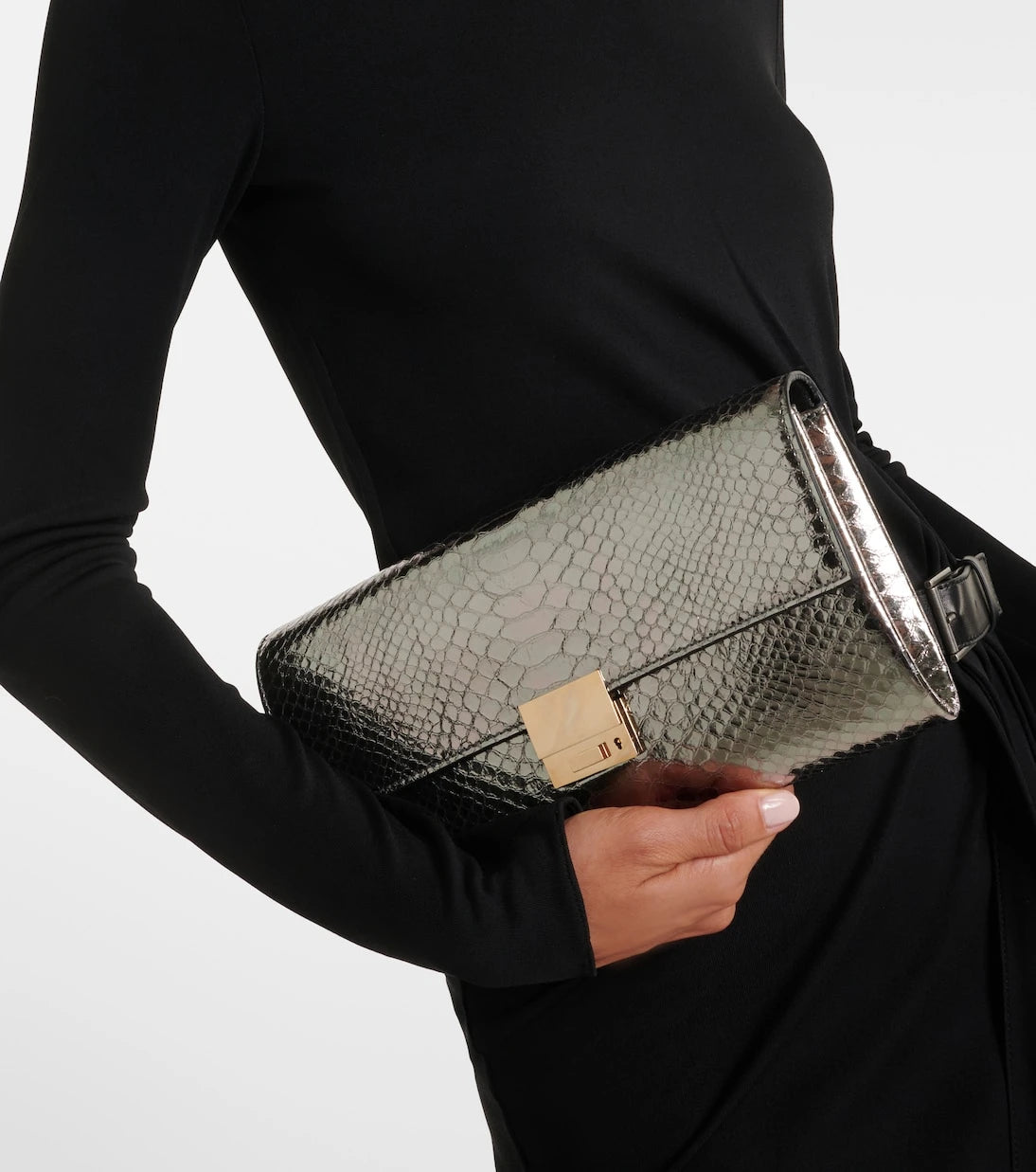Tom Ford - Jean snake-effect metallic leather clutch