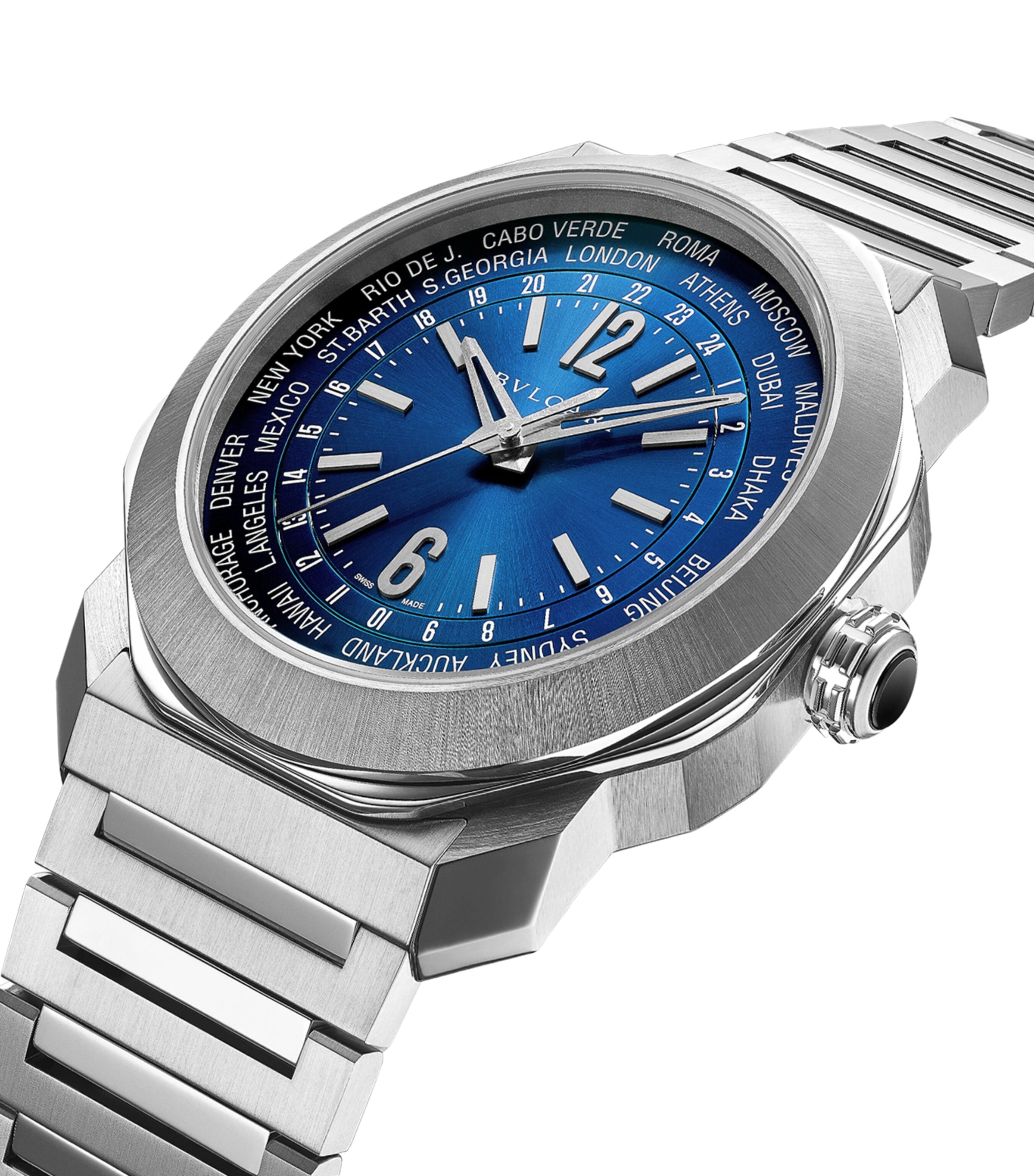 Steel Octo Roma WorldTimer Watch 41mm