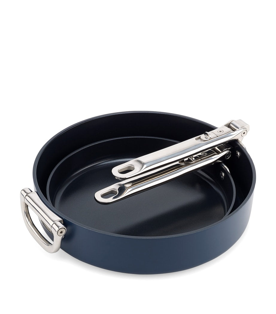 Set of 2 Space Non-Stick Folding Handle Frying Pans