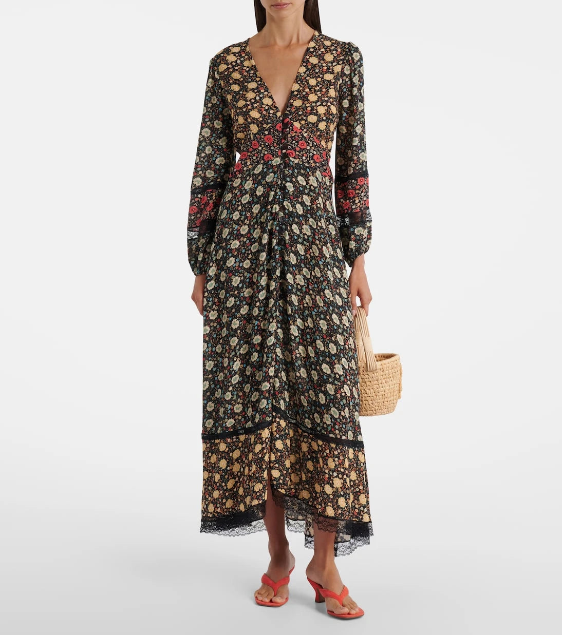 Rixo - Raven printed crêpe de chine midi dress