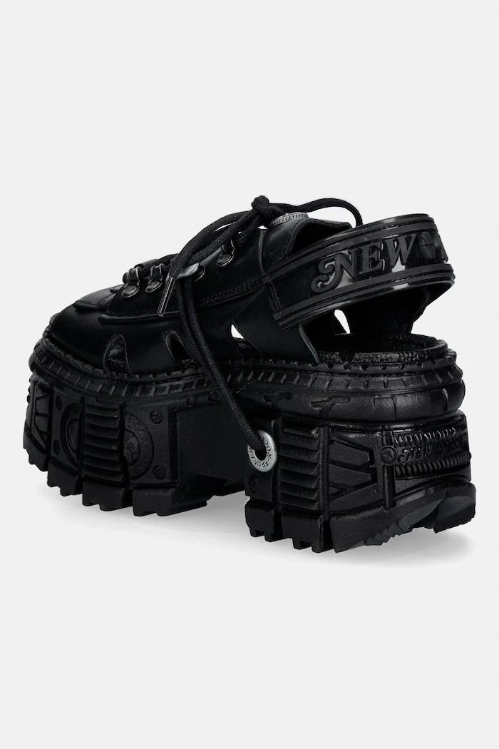 New Rock kadın deri sandaletleri ITALI NEGRO, TANK CASCO NEGRO, BIOS N