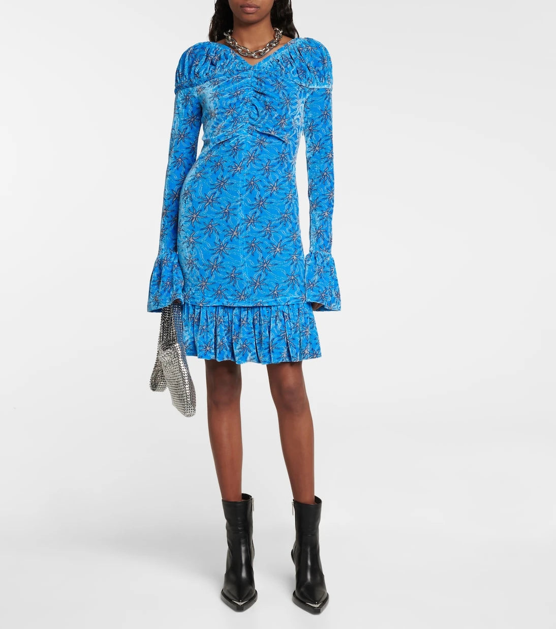 Rabanne - Floral velvet minidress