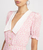 Alessandra Rich Pink Silk Floral Collar Midi Dress