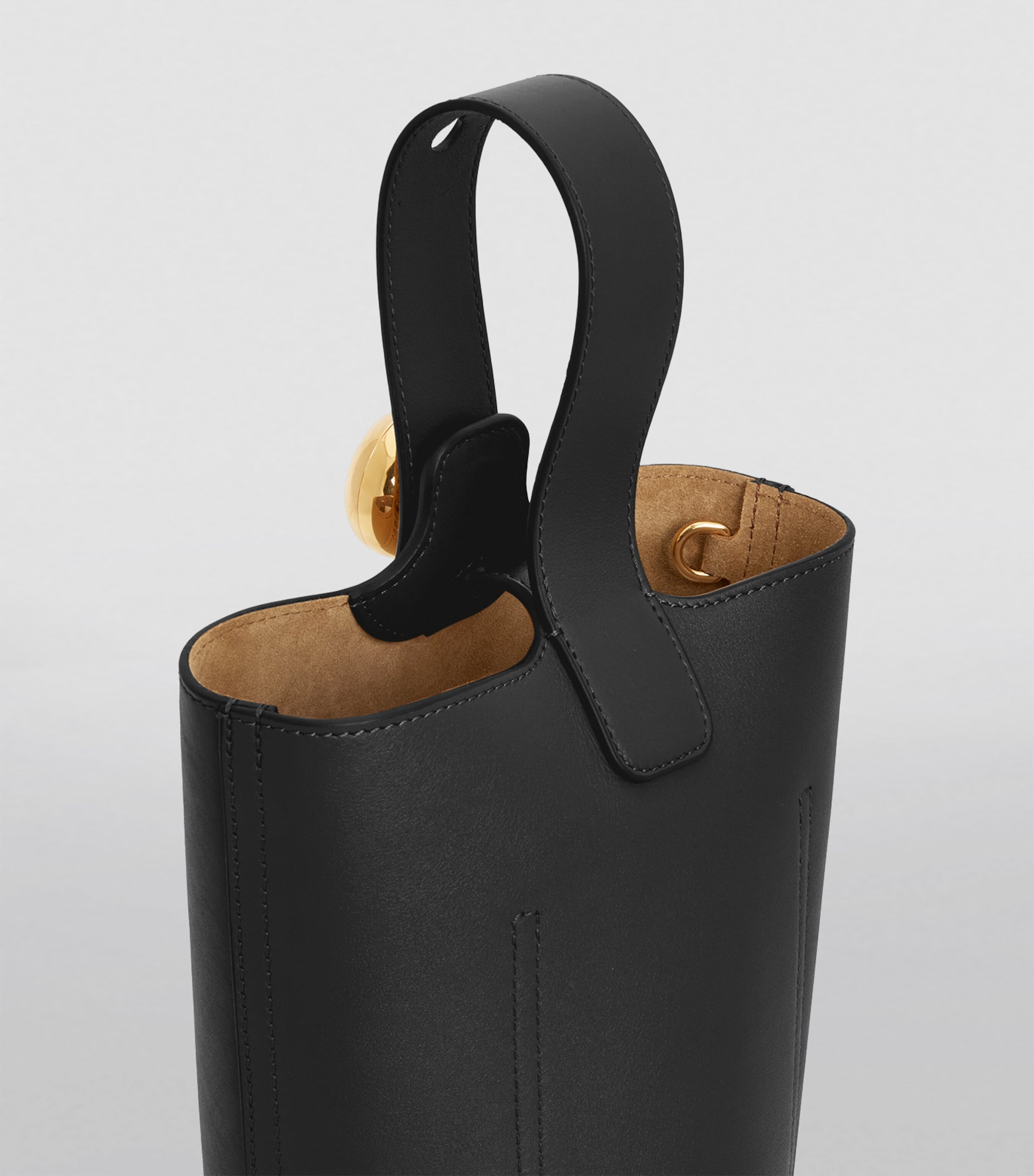 LOEWE Black Mini Leather Pebble Bucket Bag