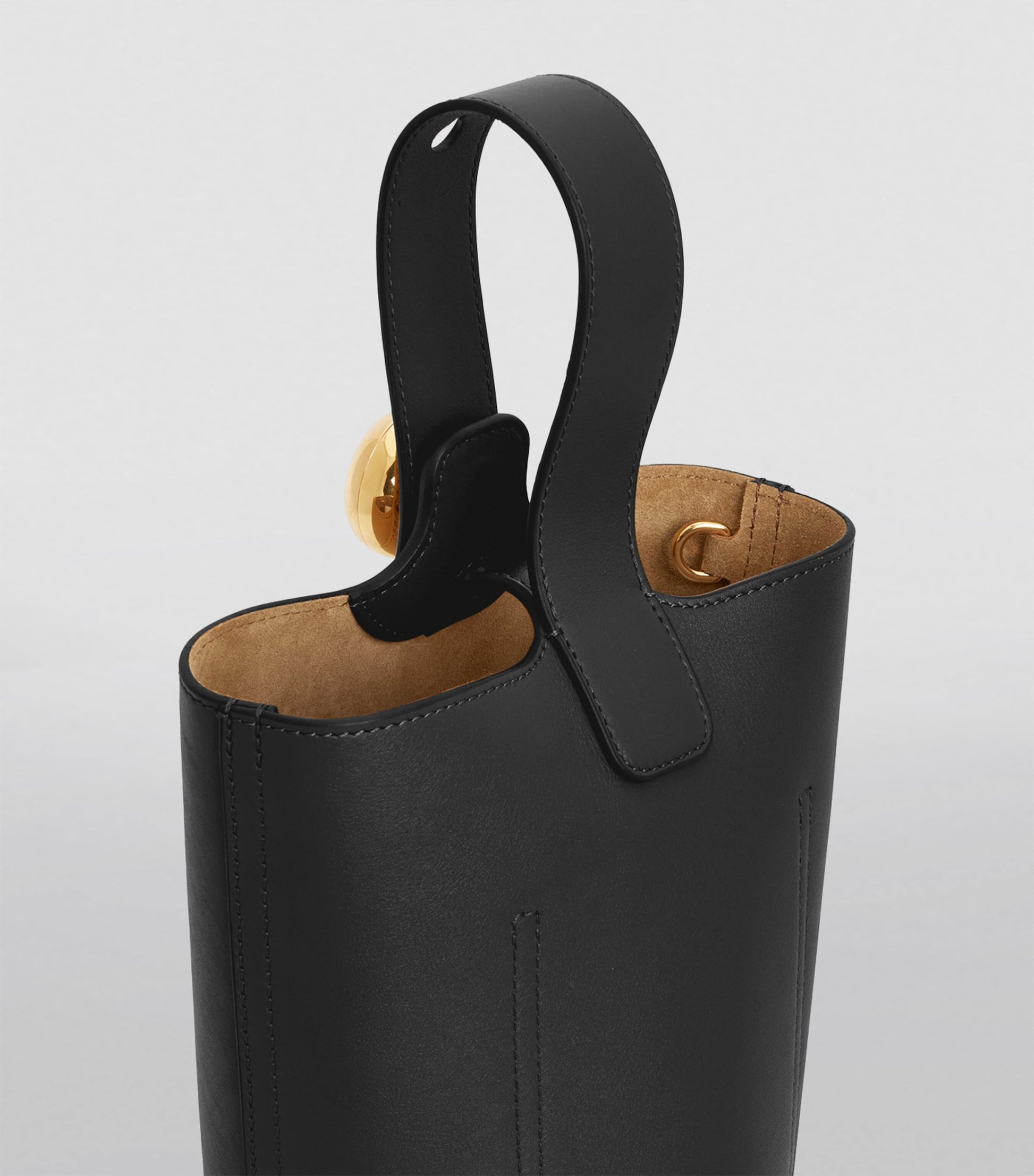 LOEWE Black Mini Leather Pebble Bucket Bag