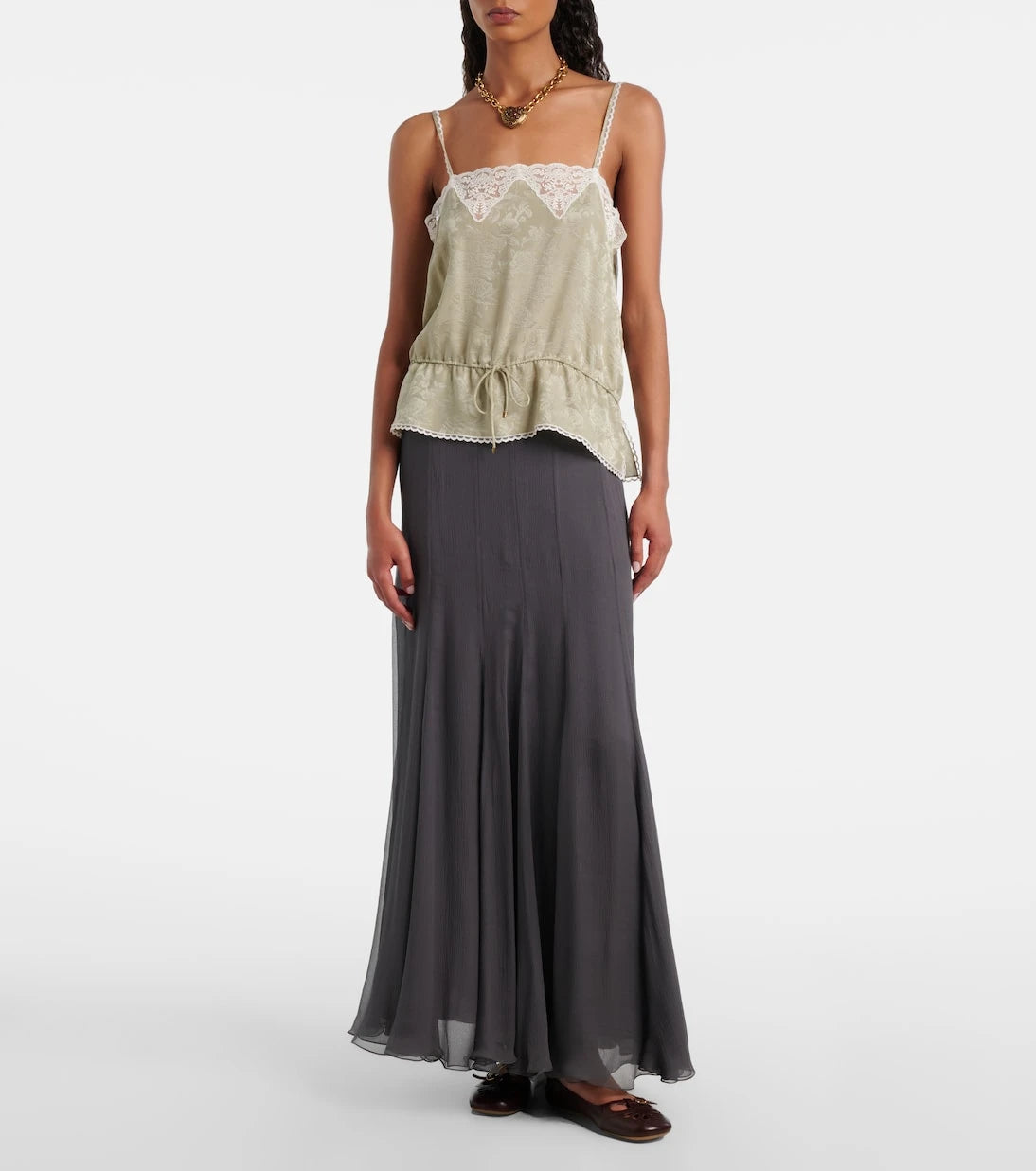 Chloé - Paneled high-rise silk muslin maxi skirt